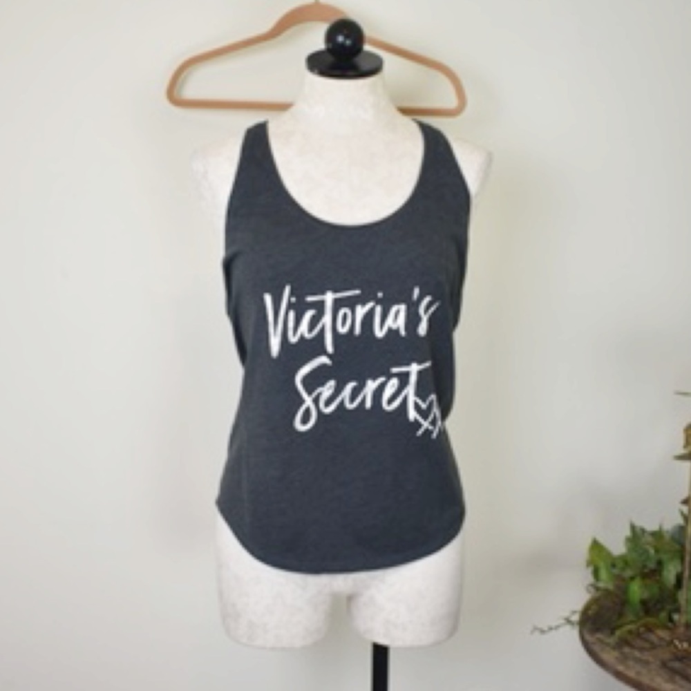 Victoria Secret Velvet Logo Graphic Razorback Tee